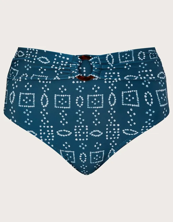 Batik Dye Print Bikini Bottoms With Recycled Polyester Blue Women Monsoon Beachwear and Swimwear
