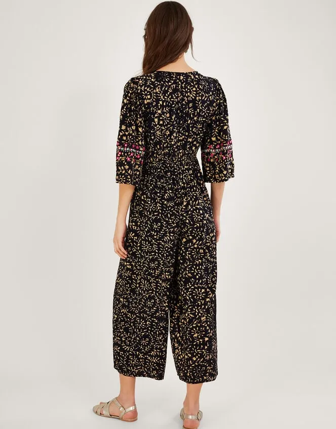 Batik Embroidered Jumpsuit In Lenzing Ecovero Black Women Monsoon Dresses