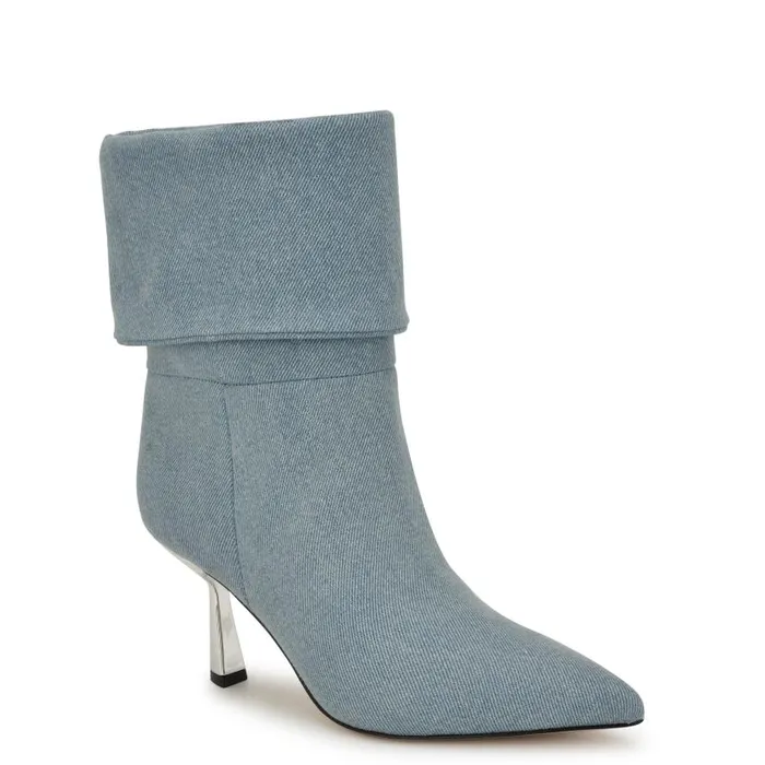 Bayli Cuffed Dress Booties Light Denim Women Nine West Boots and Booties