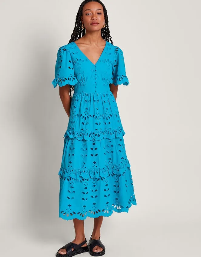 Beatrice Broderie Dress Blue Women Monsoon Dresses