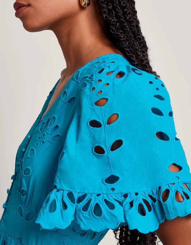 Beatrice Broderie Dress Blue Women Monsoon Dresses