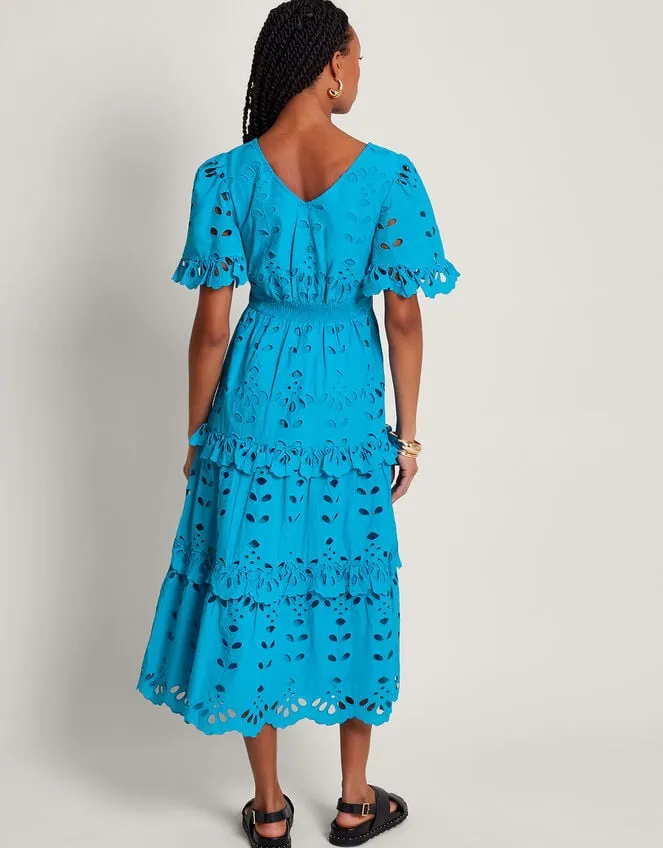Beatrice Broderie Dress Blue Women Monsoon Dresses