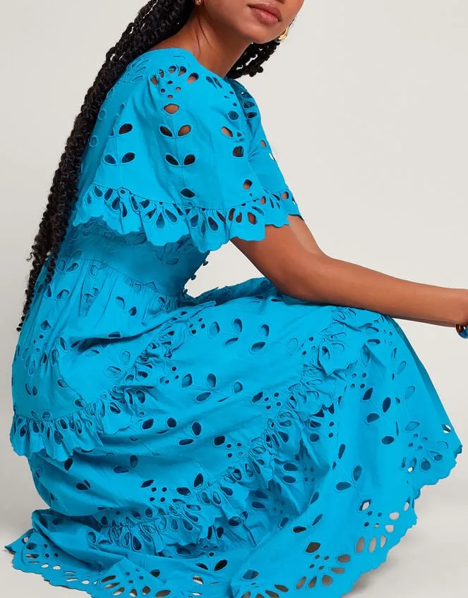 Beatrice Broderie Dress Blue Women Monsoon Dresses