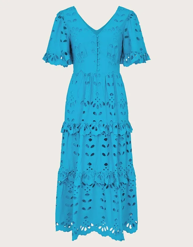 Beatrice Broderie Dress Blue Women Monsoon Dresses