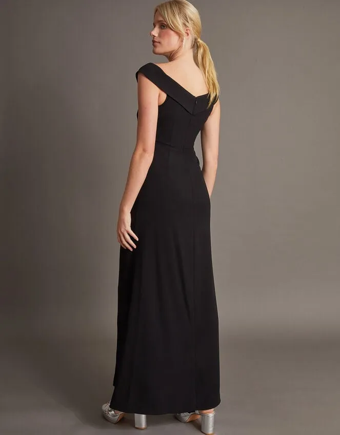Beatrice Crepe Bardot Maxi Dress Black Women Monsoon Occasionwear