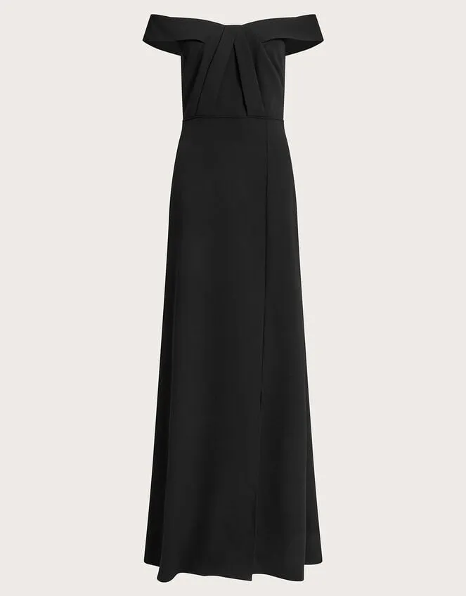 Beatrice Crepe Bardot Maxi Dress Black Women Monsoon Occasionwear