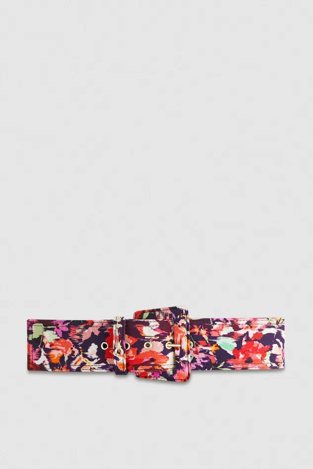 Belts Women Patrizia Pepe HighWaisted Fabric Belt Martian Red Flower