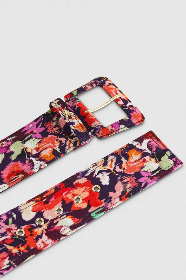 Belts Women Patrizia Pepe HighWaisted Fabric Belt Martian Red Flower