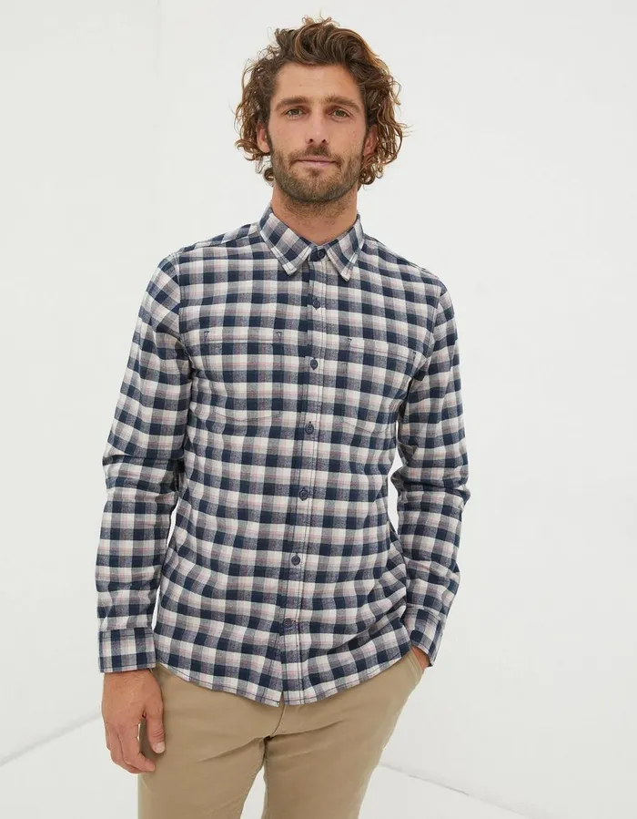 Benton Check Shirt Navy Men FatFace Shirts