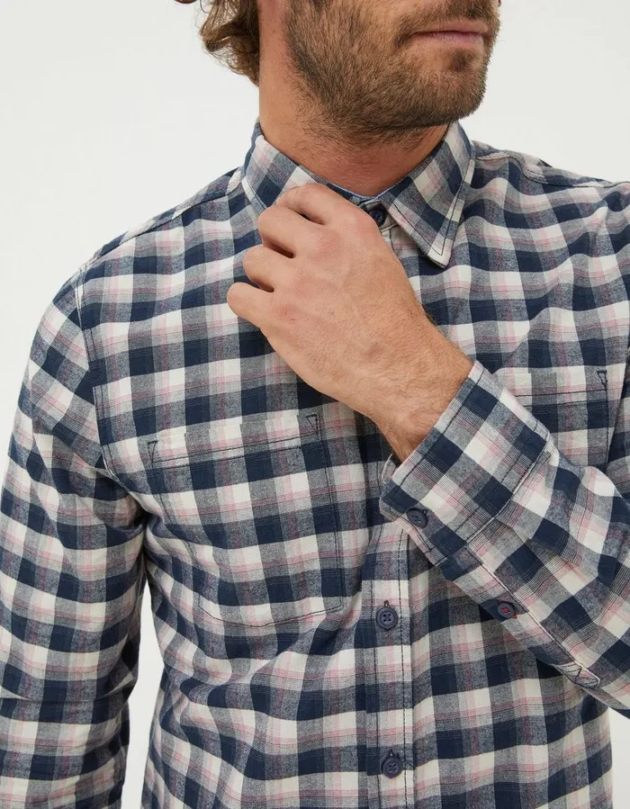 Benton Check Shirt Navy Men FatFace Shirts