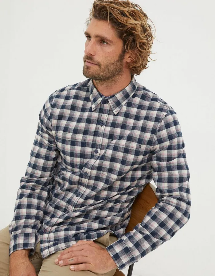 Benton Check Shirt Navy Men FatFace Shirts