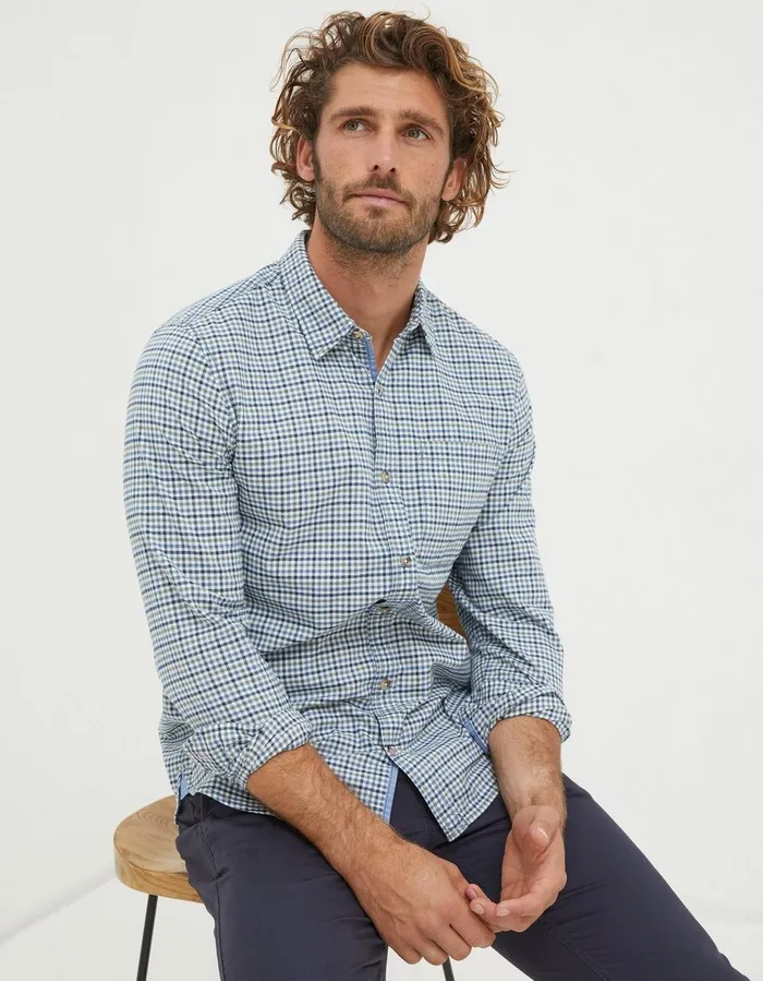 Benton Gingham Shirt Blue Men FatFace Shirts