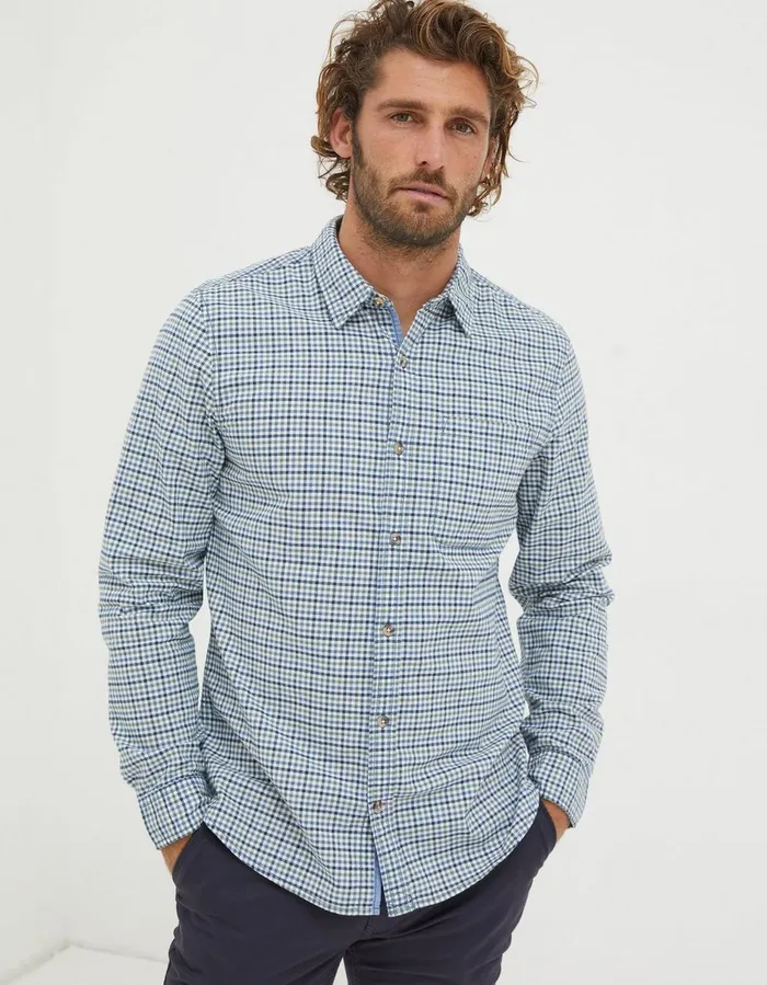 Benton Gingham Shirt Blue Men FatFace Shirts