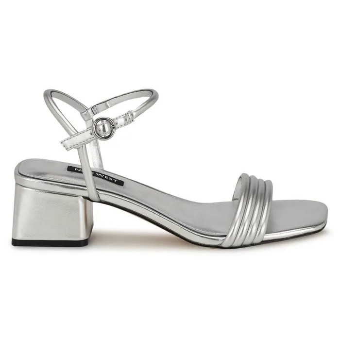 Bernise Block Heel Sandals Silver Women Nine West Heels