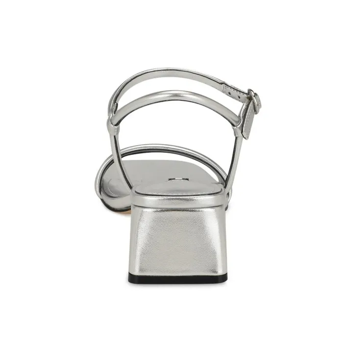 Bernise Block Heel Sandals Silver Women Nine West Heels