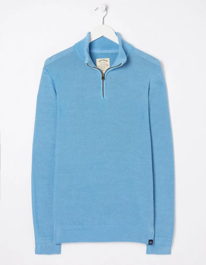 Berwick Washed Half Neck Washed Blue Men FatFace Knitwear