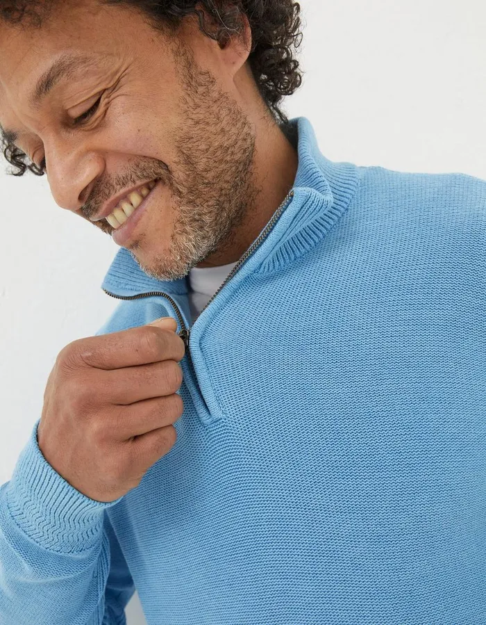 Berwick Washed Half Neck Washed Blue Men FatFace Knitwear