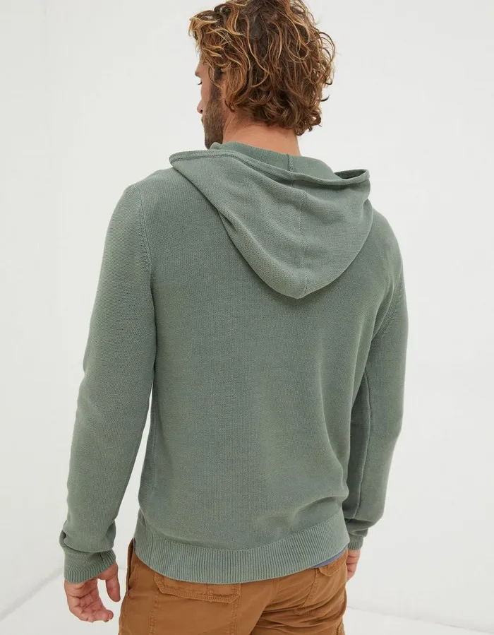 Berwick Washed Hoodie Green Haze Men FatFace Sweatshirts and Hoodies