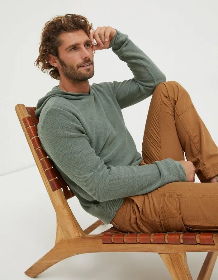 Berwick Washed Hoodie Green Haze Men FatFace Sweatshirts and Hoodies