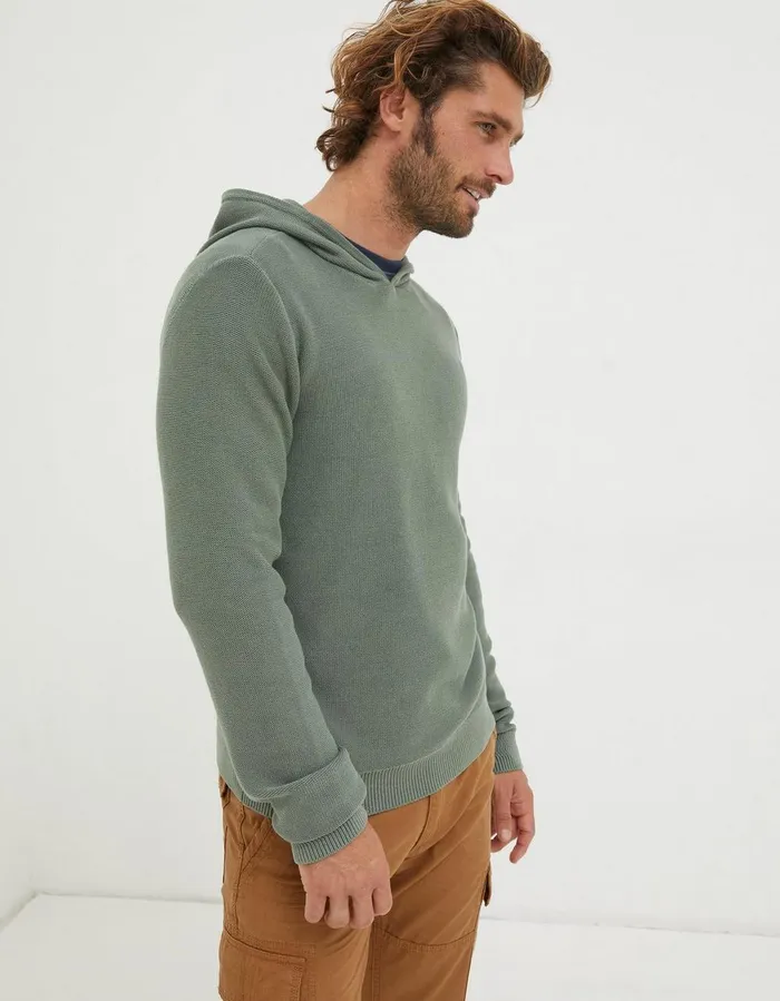 Berwick Washed Hoodie Green Haze Men FatFace Sweatshirts and Hoodies