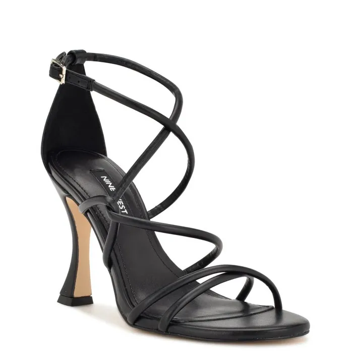 Besasy Strappy Heeled Sandals Black Women Nine West Heels