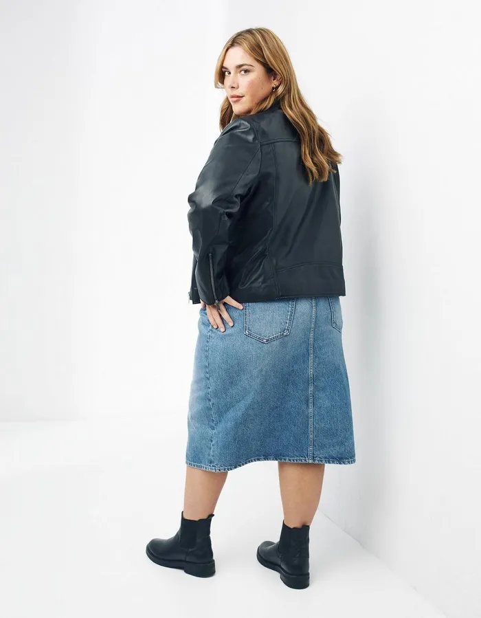 Bethany Biker Leather Jacket Black Women FatFace Coats and Jackets