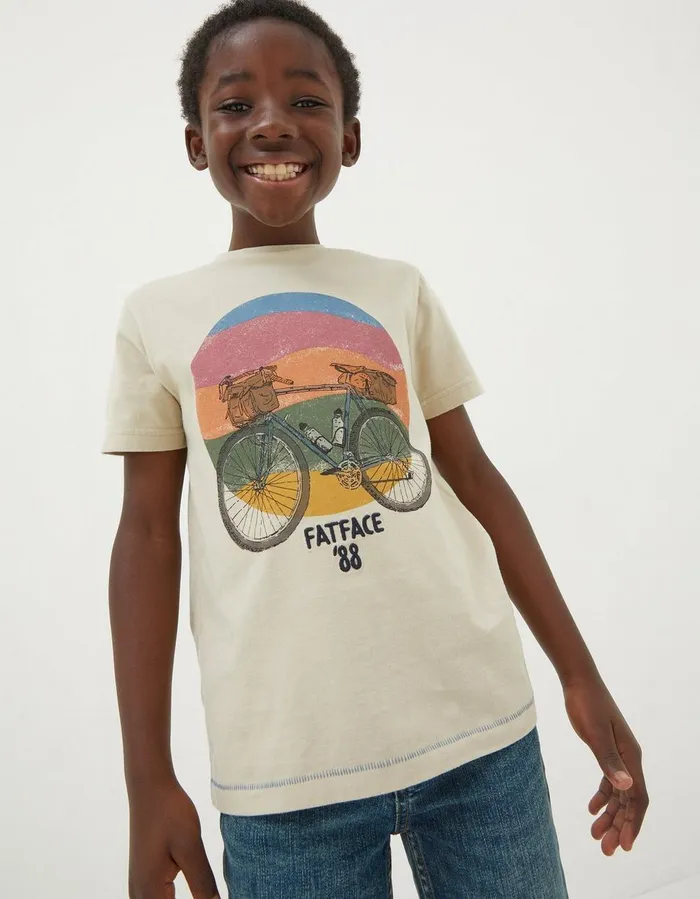 Bike Sunset TShirt Natural Boys FatFace TShirts and Polos
