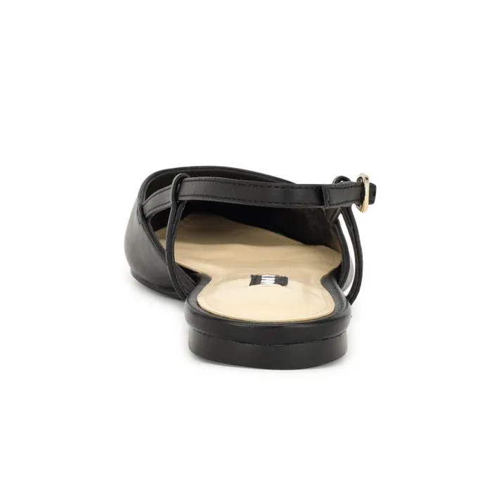 Bircah Pointy Toe Flat Slingbacks Black Leather Women Nine West Ballets