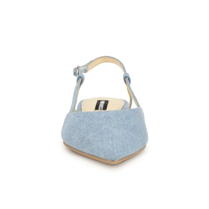 Bircah Pointy Toe Flat Slingbacks Denim Women Nine West Flats and Loafers