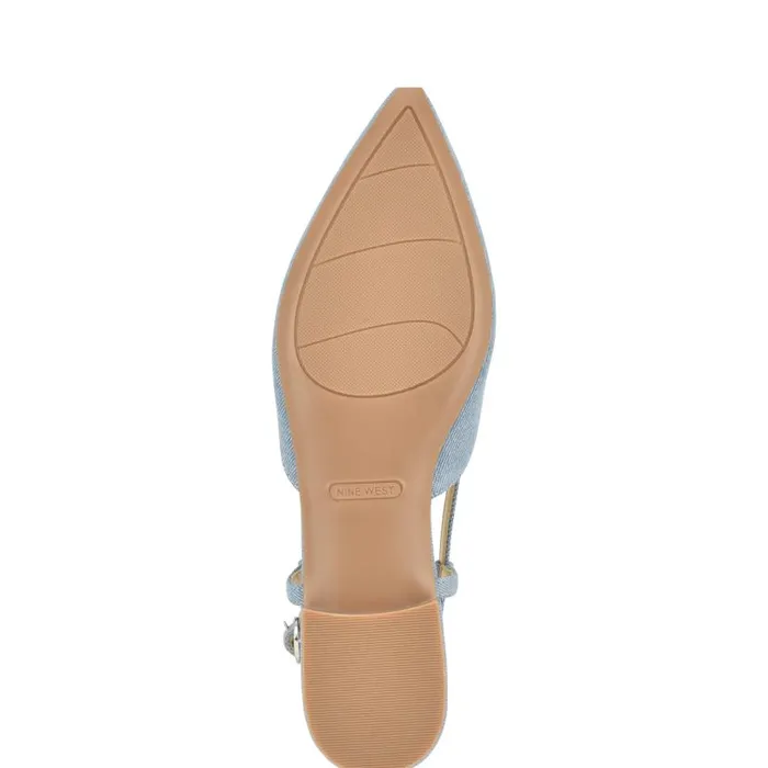 Bircah Pointy Toe Flat Slingbacks Denim Women Nine West Flats and Loafers