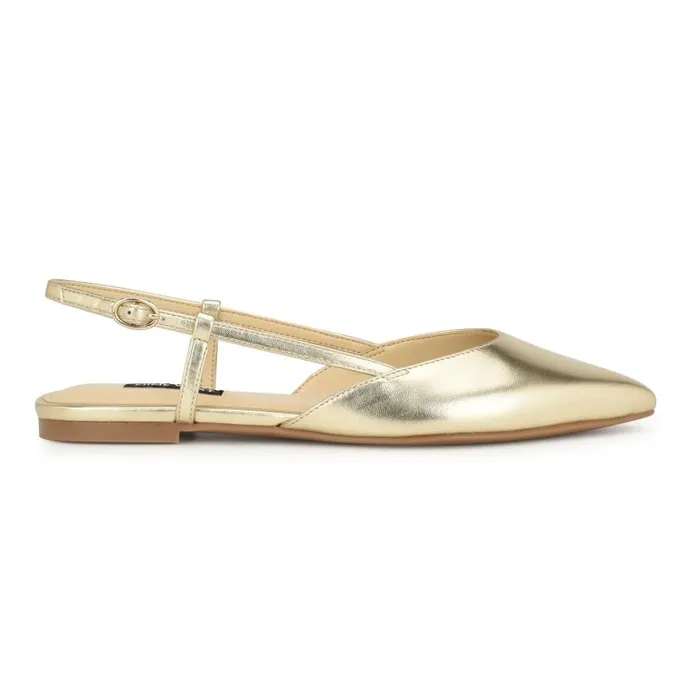 Bircah Pointy Toe Flat Slingbacks Gold Women Nine West Ballets