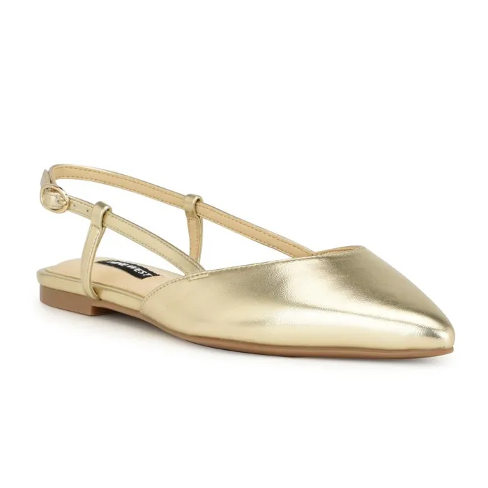Bircah Pointy Toe Flat Slingbacks Gold Women Nine West Ballets