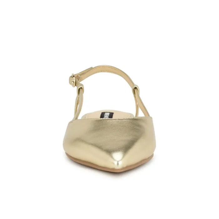 Bircah Pointy Toe Flat Slingbacks Gold Women Nine West Ballets