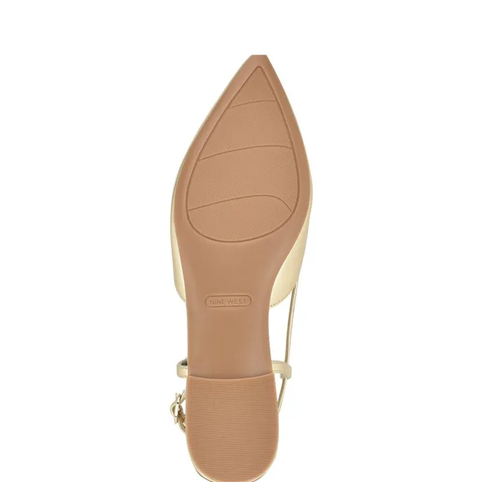Bircah Pointy Toe Flat Slingbacks Gold Women Nine West Ballets