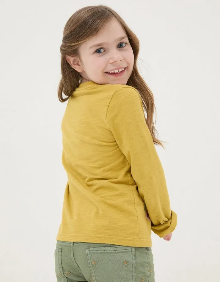 Bird Graphic TShirt Washed Yellow Girls FatFace Tops and TShirts