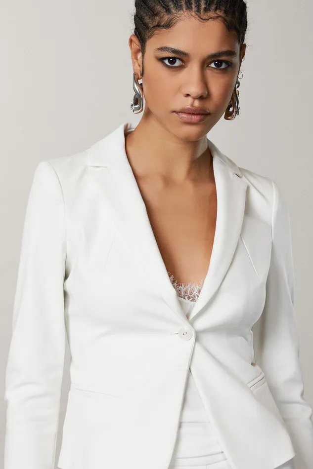 Blazers Women Patrizia Pepe 1Button Jacket Bianco