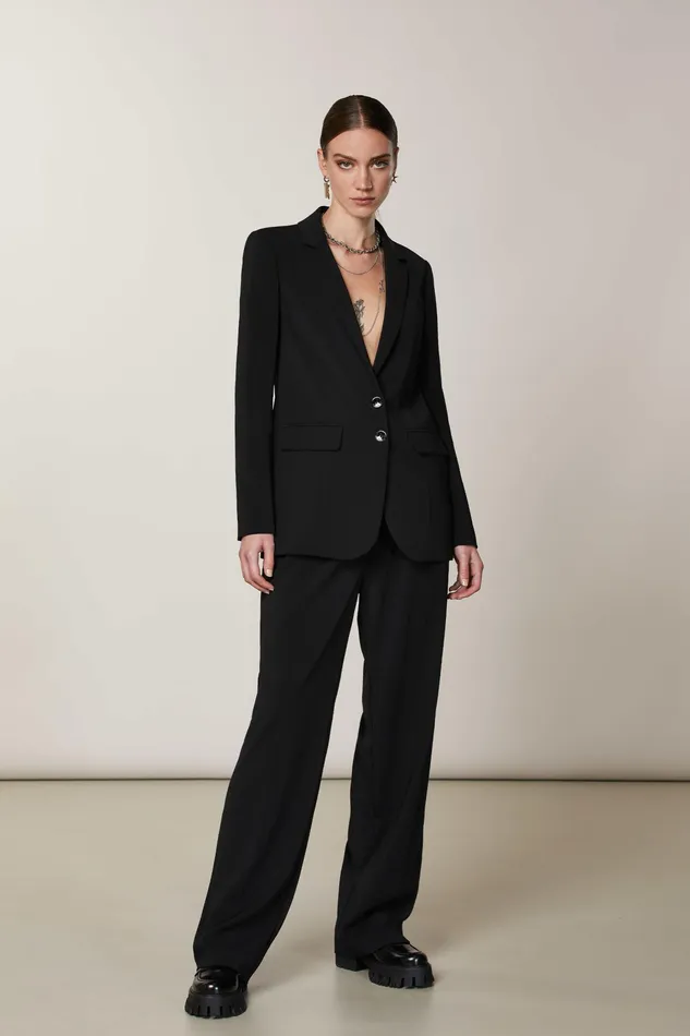 Blazers Women Patrizia Pepe Essential Boyfriend Jacket Nero