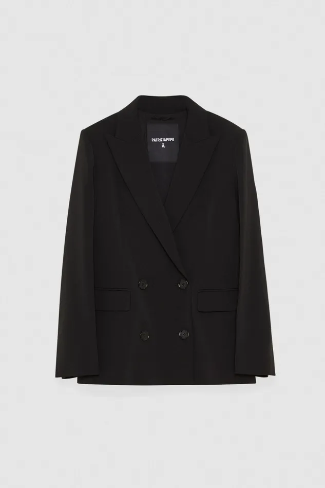 Blazers Women Patrizia Pepe Essential DoubleBreasted Jacket Nero