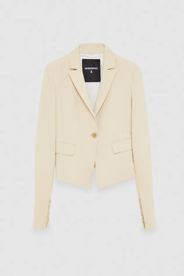 Blazers Women Patrizia Pepe Essential OneButton Jacket Desert Beige