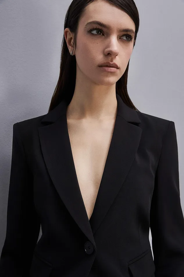 Blazers Women Patrizia Pepe Essential OneButton Jacket Nero