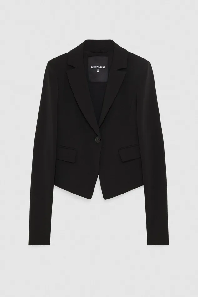 Blazers Women Patrizia Pepe Essential OneButton Jacket Nero