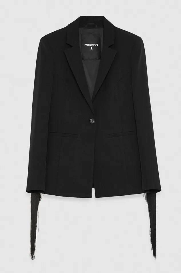 Blazers Women Patrizia Pepe Fringed Jacket Nero