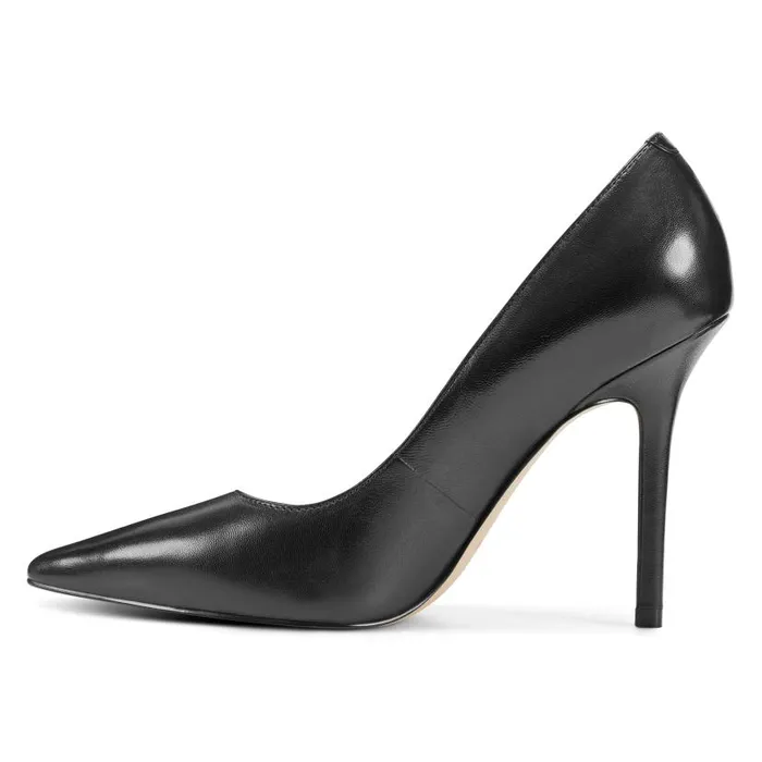Bliss Pointy Toe Pumps Black Leather Women Nine West Heels
