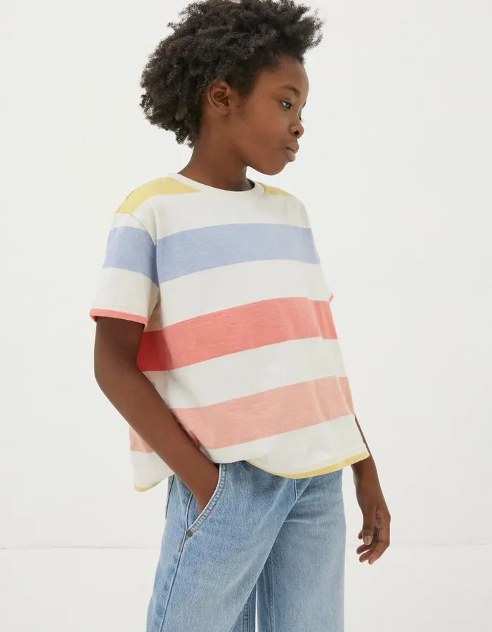 Block Stripe Jersey TShirt Multi Girls FatFace Tops and TShirts