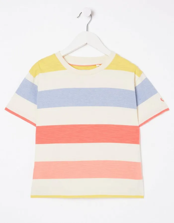 Block Stripe Jersey TShirt Multi Girls FatFace Tops and TShirts