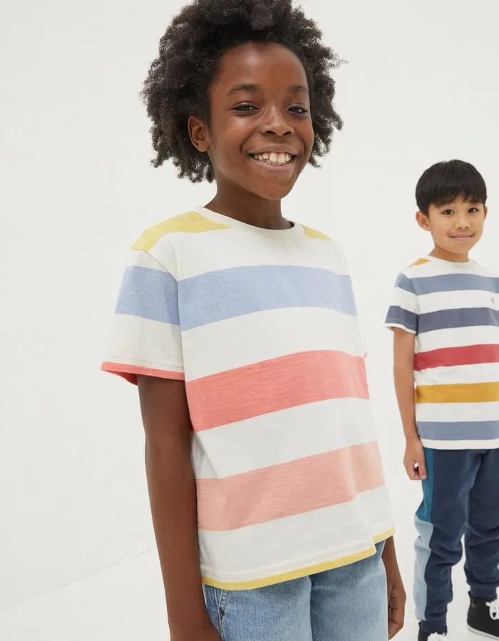 Block Stripe Jersey TShirt Multi Girls FatFace Tops and TShirts