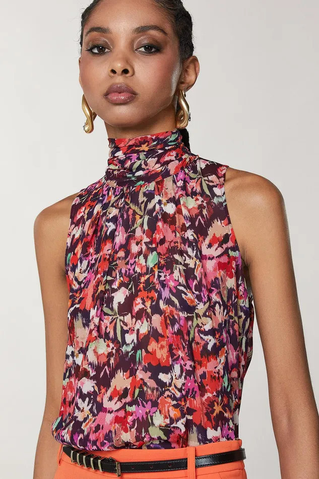 Blouses Women Patrizia Pepe Patterned Viscose Top Martian Red Flower