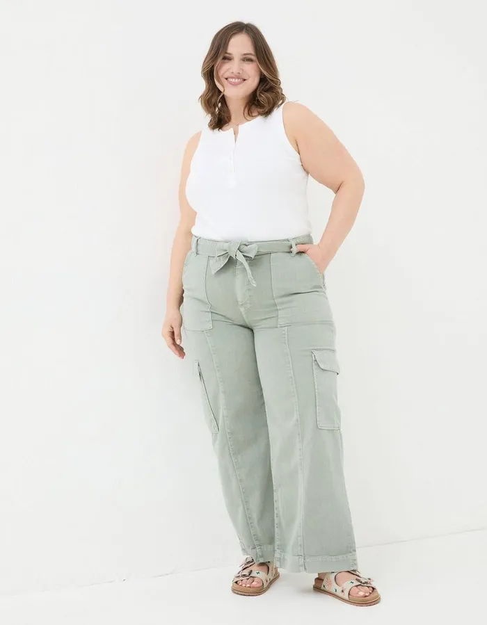 Bodi Belted Cargo Trouser Sage Green Women FatFace Trousers and Leggings