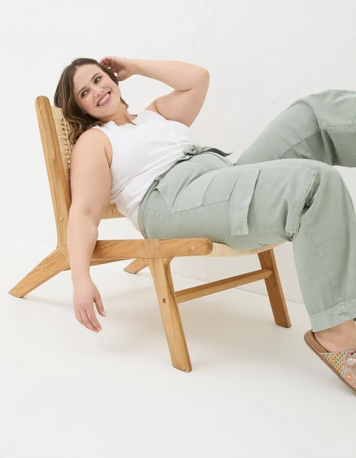 Bodi Belted Cargo Trouser Sage Green Women FatFace Trousers and Leggings