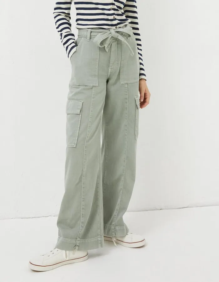 Bodi Belted Cargo Trouser Sage Green Women FatFace Trousers and Leggings
